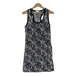 Joie Women’s Size Small Caviar Black Lace Print Lightweight Peri Tank Mini Dress